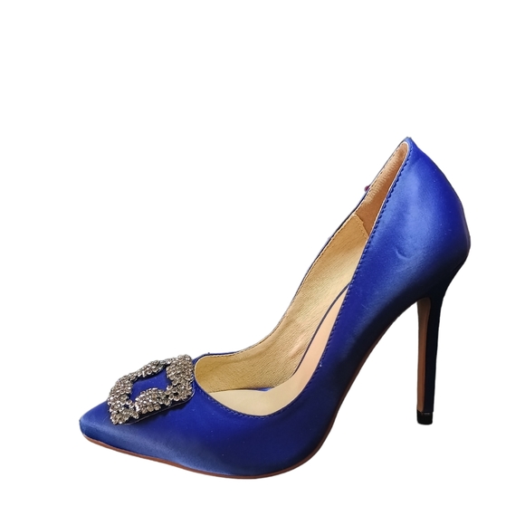 NWOT EKS Royal Satin Pumps W/Rhinestone Embellishments On Toe. - Picture 15 of 16